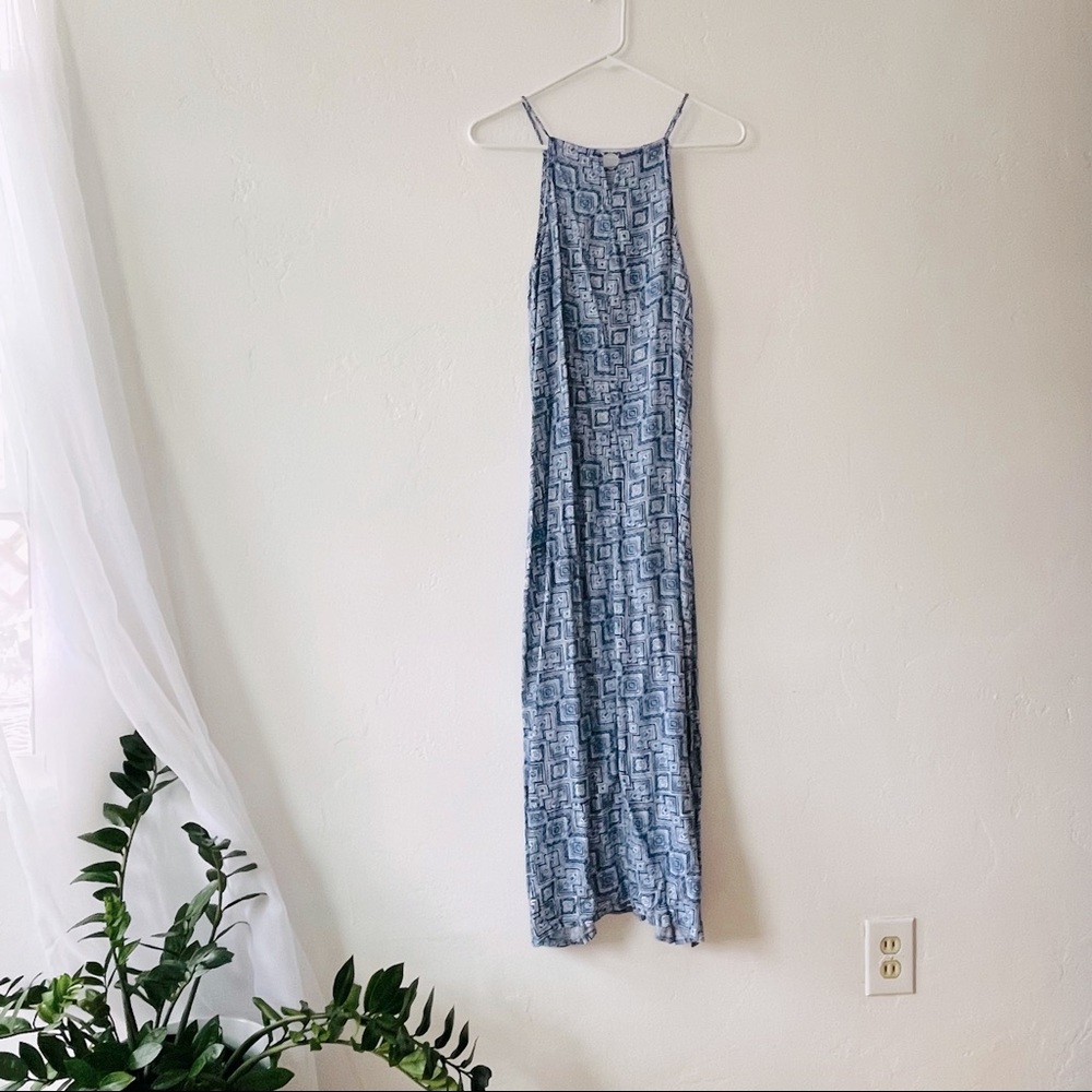 Long Flowy geometric blue dress